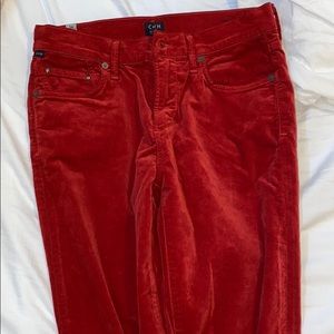 Citizens of Humanity skinny red velvet pants